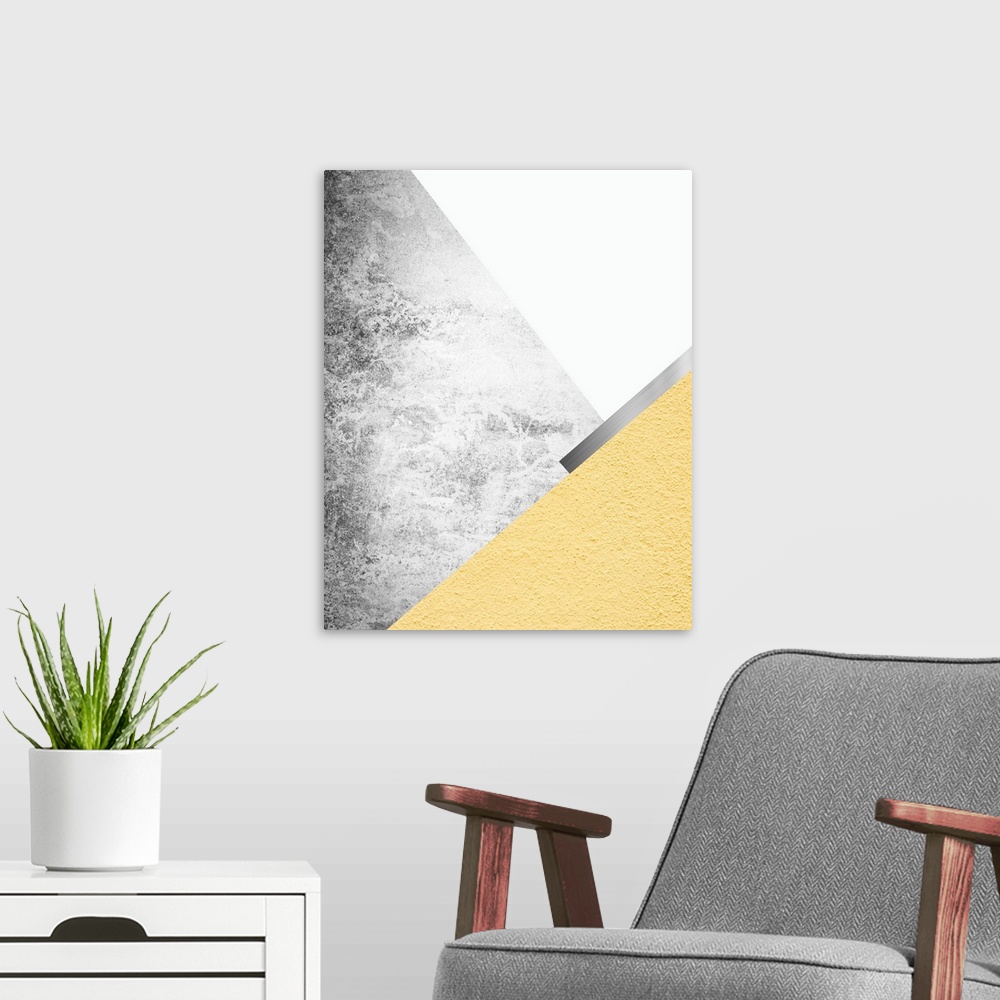 A modern room featuring Yellow and Grey Mountains 1