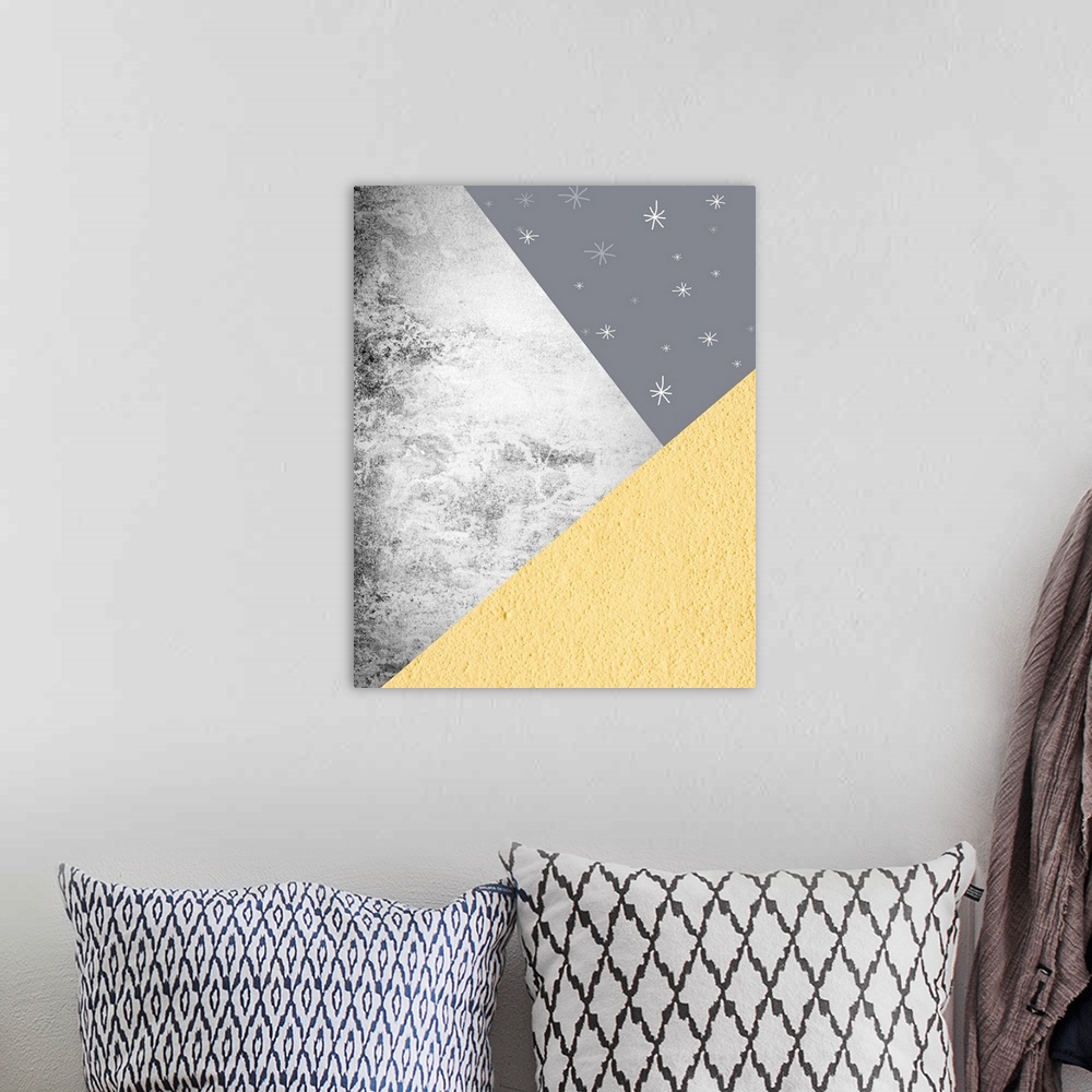 A bohemian room featuring Yellow Grey Mountains 1