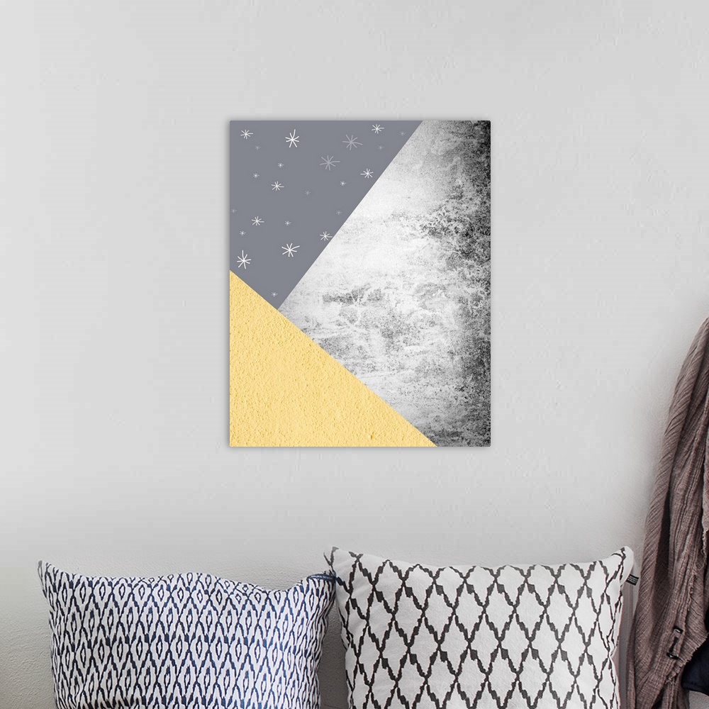 A bohemian room featuring Yellow Grey Mountains 3
