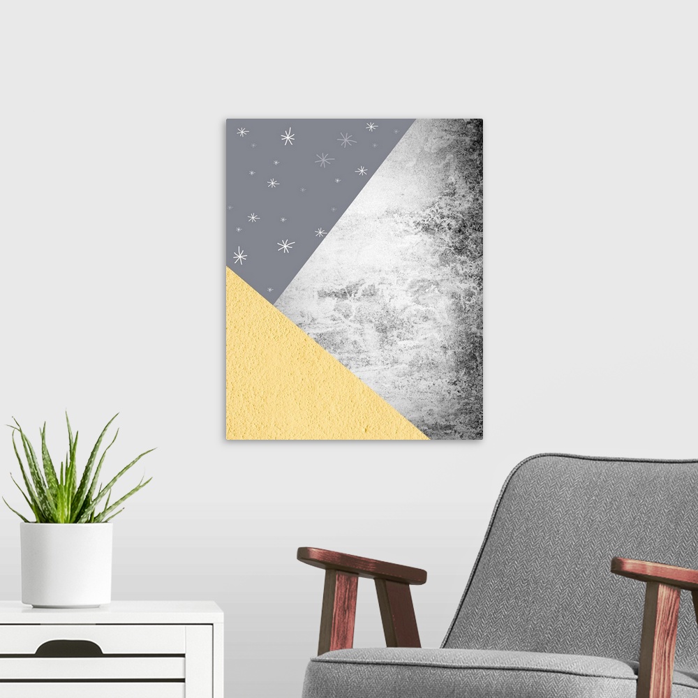 A modern room featuring Yellow Grey Mountains 3