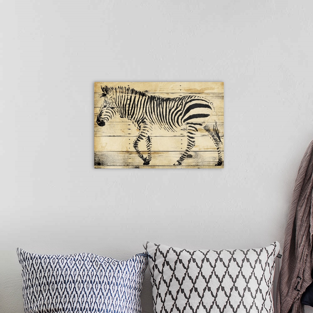 A bohemian room featuring Zebra on Wood