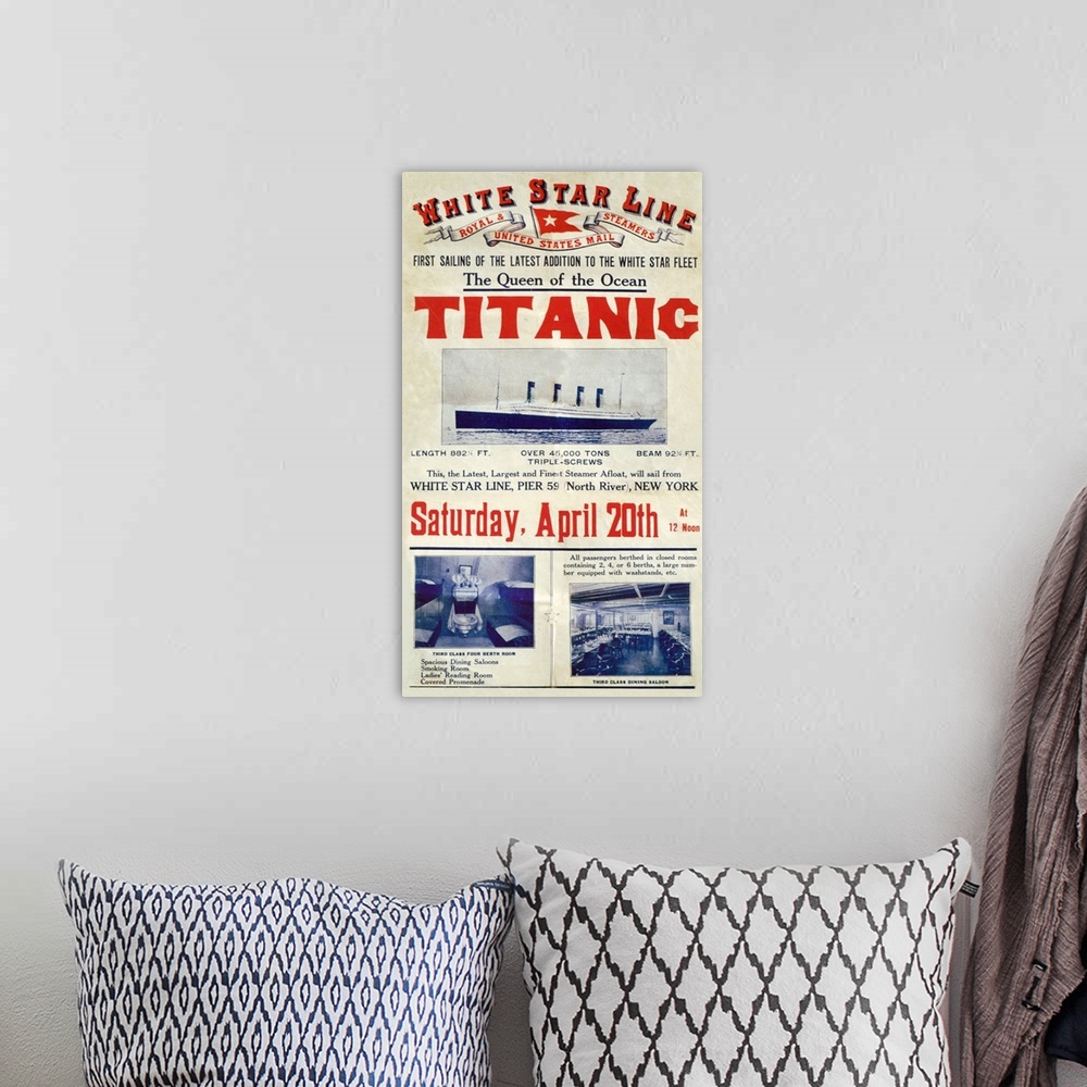 A bohemian room featuring 1910's UK Titanic Poster