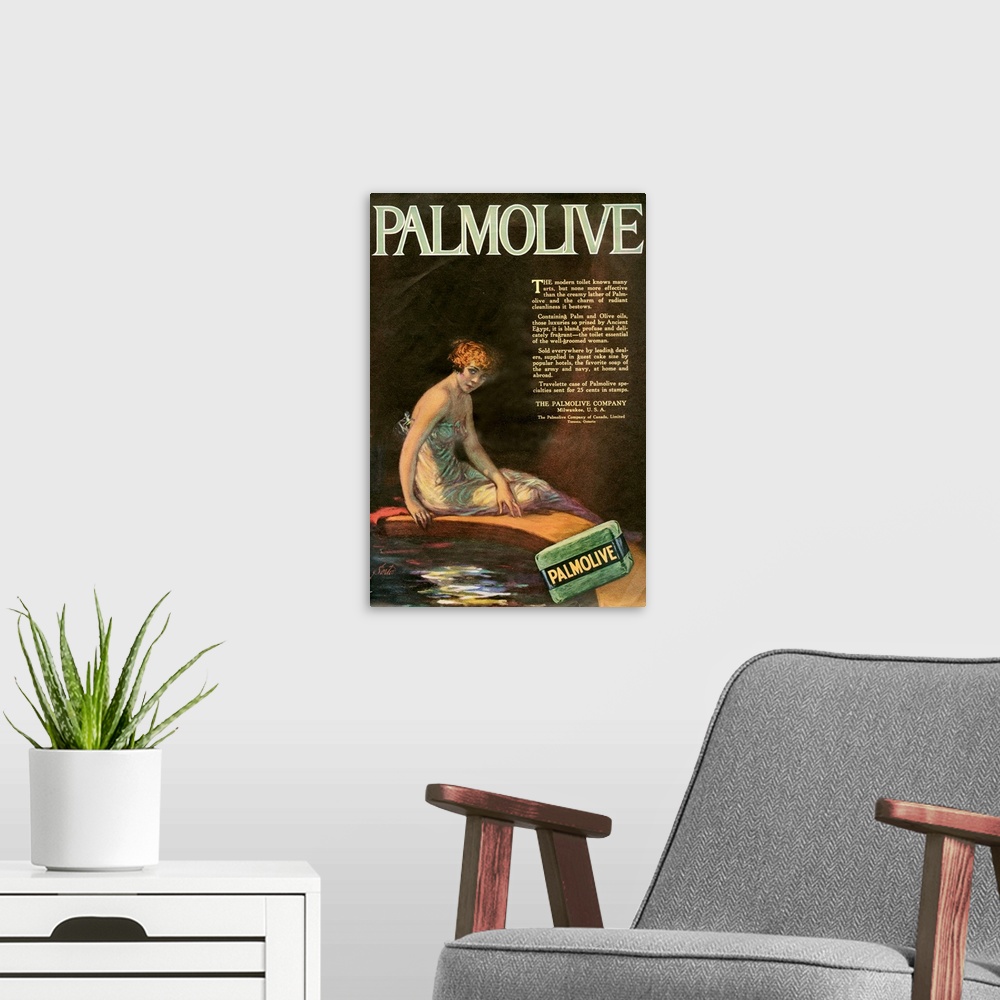 A modern room featuring 1910's USA Palmolive Magazine Advert