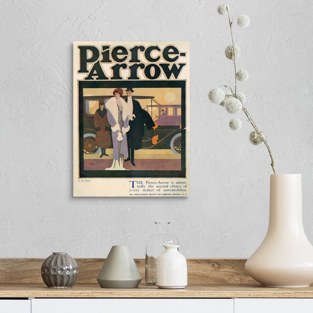 A farmhouse room featuring 1910's USA Pierce-Arrow Magazine Advert