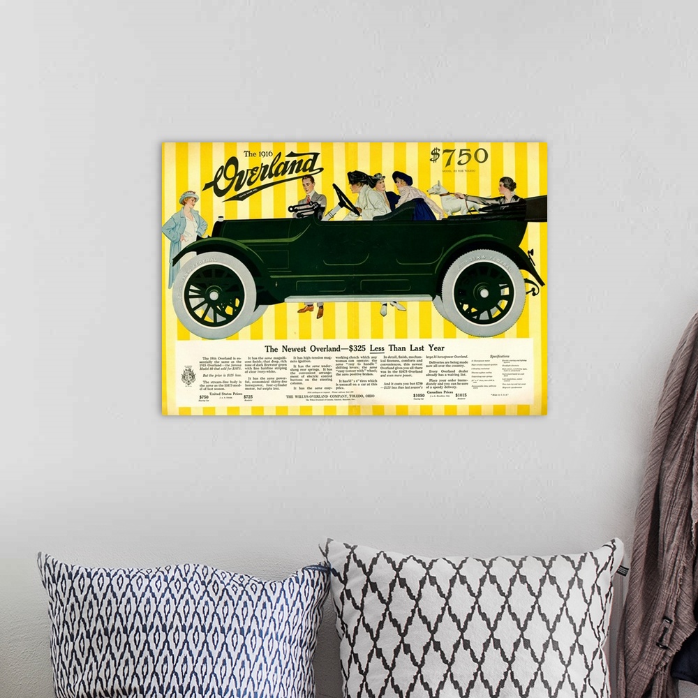 A bohemian room featuring 1910's USA Willys-Overland Magazine Advert
