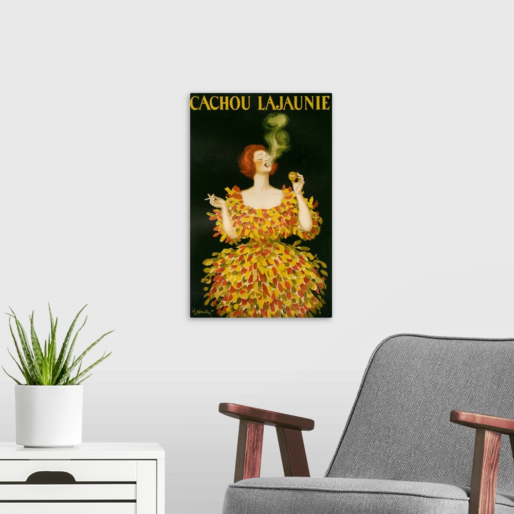 A modern room featuring 1920's France Cachou Lajaunie Poster