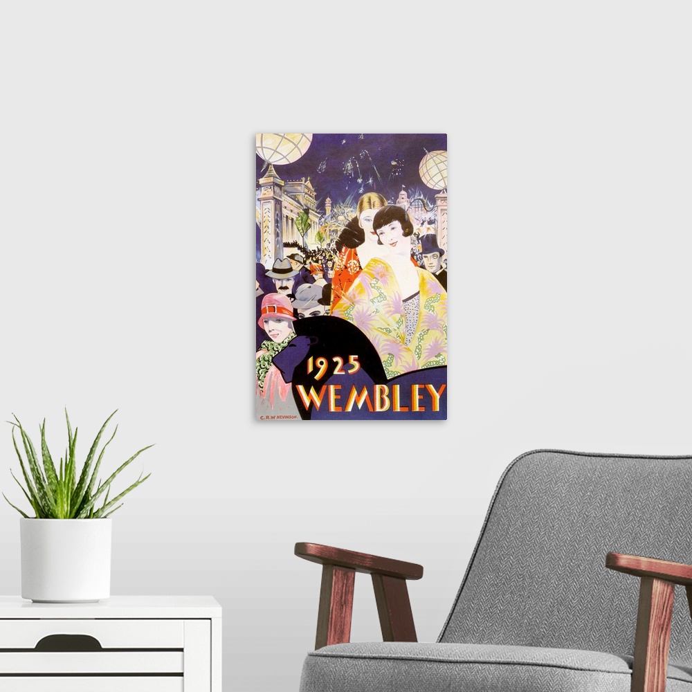 A modern room featuring 1920's UK British Empire Exhibition Poster