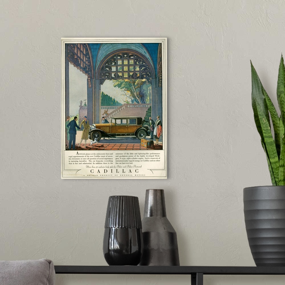 A modern room featuring 1920's USA Cadillac Magazine Advert