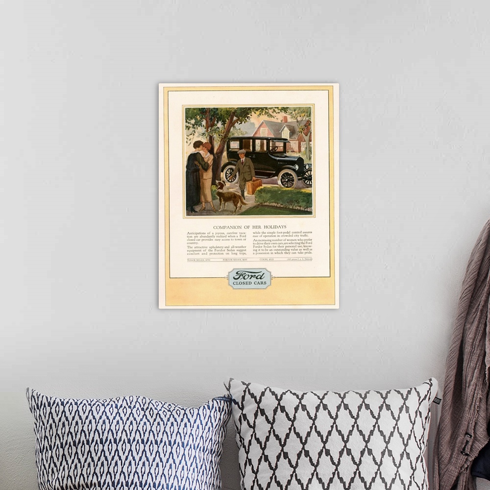 A bohemian room featuring 1920's USA Ford Magazine Advert