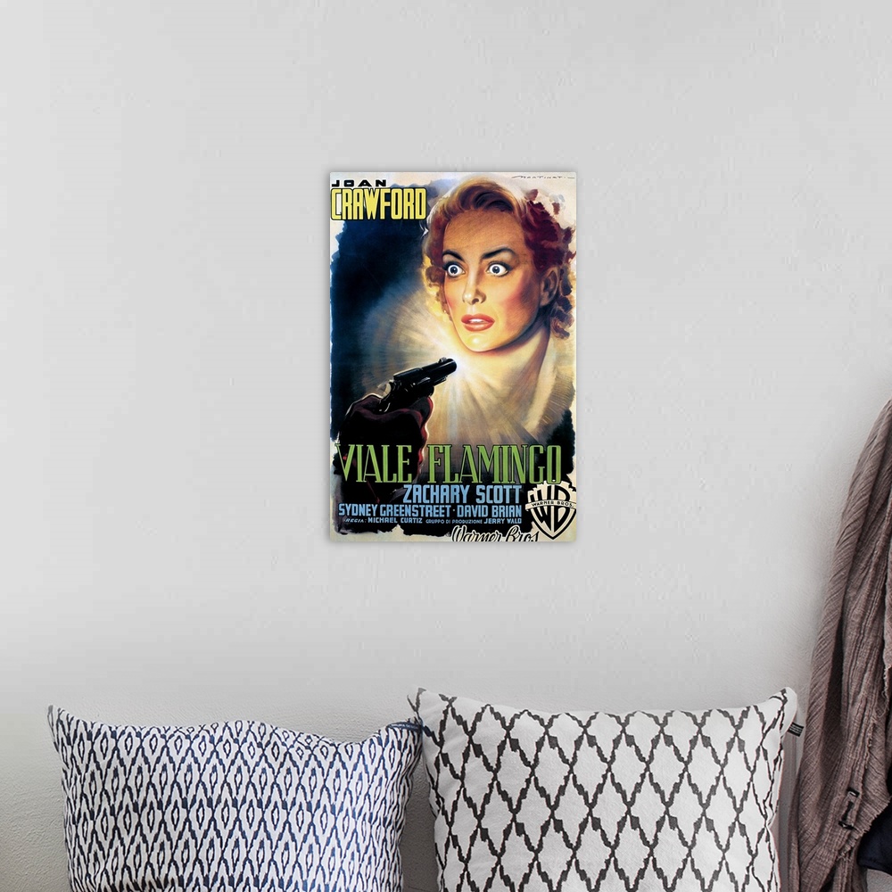 A bohemian room featuring 1940's USA Flamingo Road Film Poster