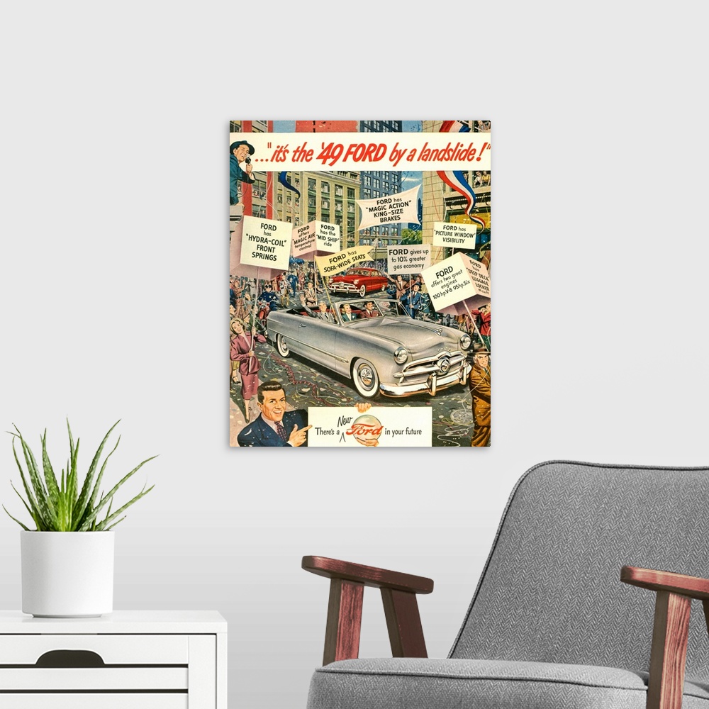 A modern room featuring 1940's USA Ford Magazine Advert (detail)