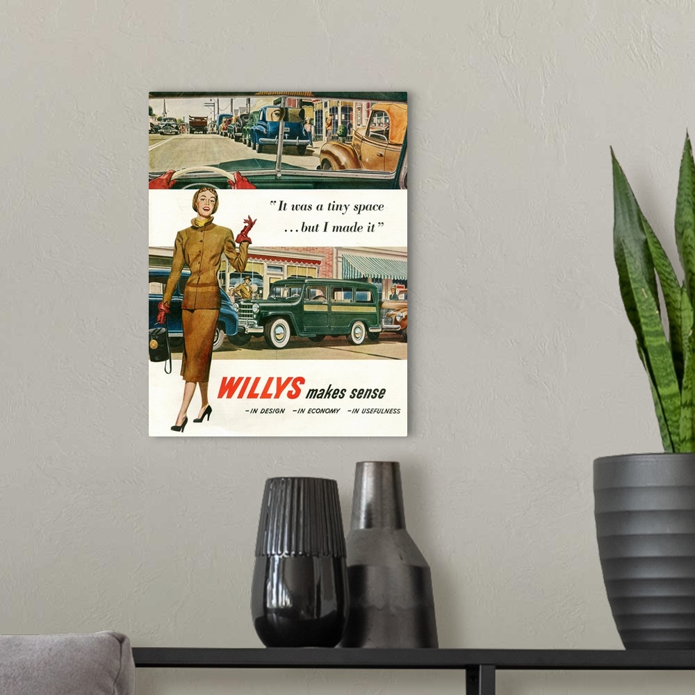A modern room featuring 1940s USA Willys Magazine Advert