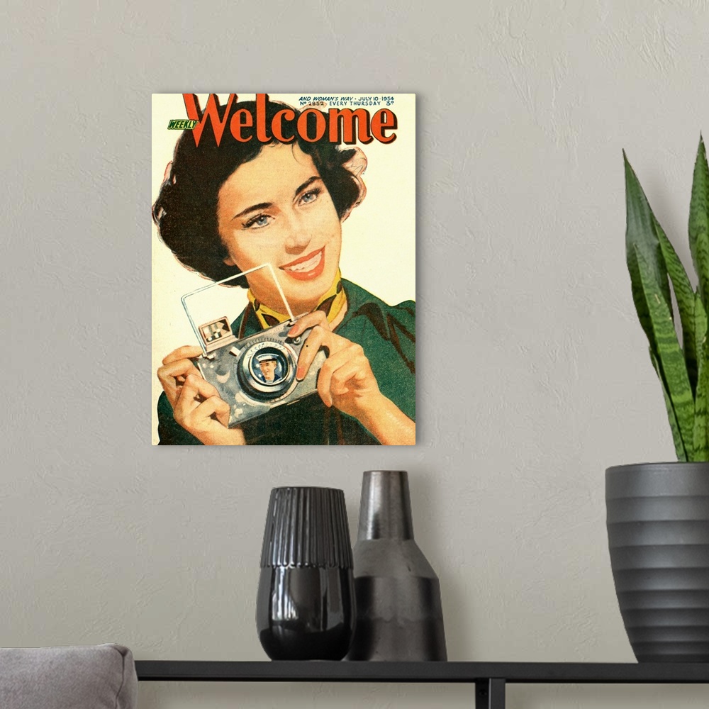 A modern room featuring 1950's UK Weekly Welcome Magazine Cover