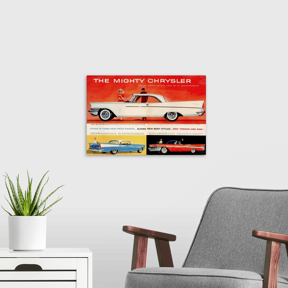 A modern room featuring 1950s USA Chrysler Magazine Advert