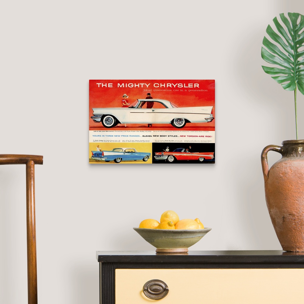 A traditional room featuring 1950s USA Chrysler Magazine Advert