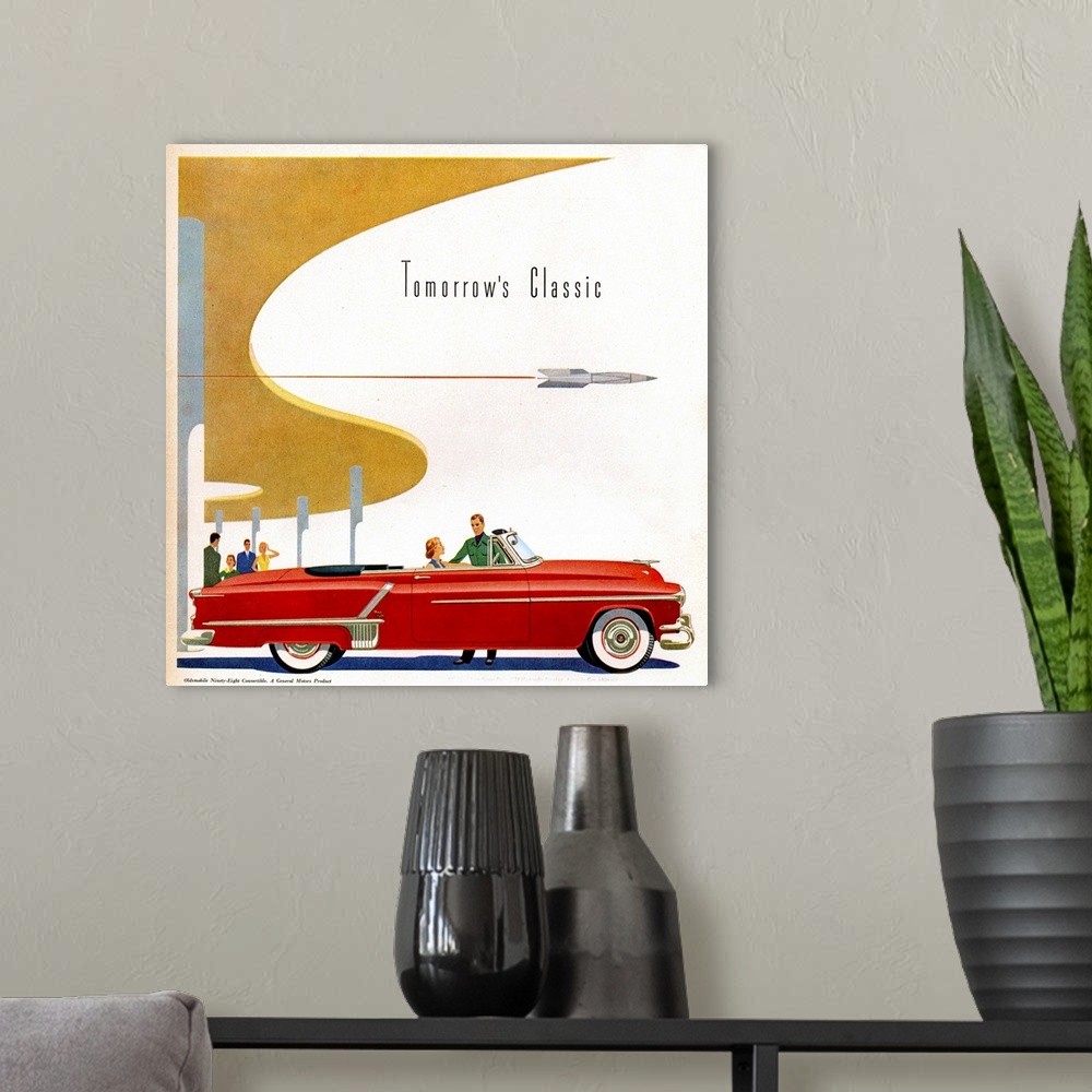 A modern room featuring 1950's USA Oldsmobile Magazine Advert (detail)
