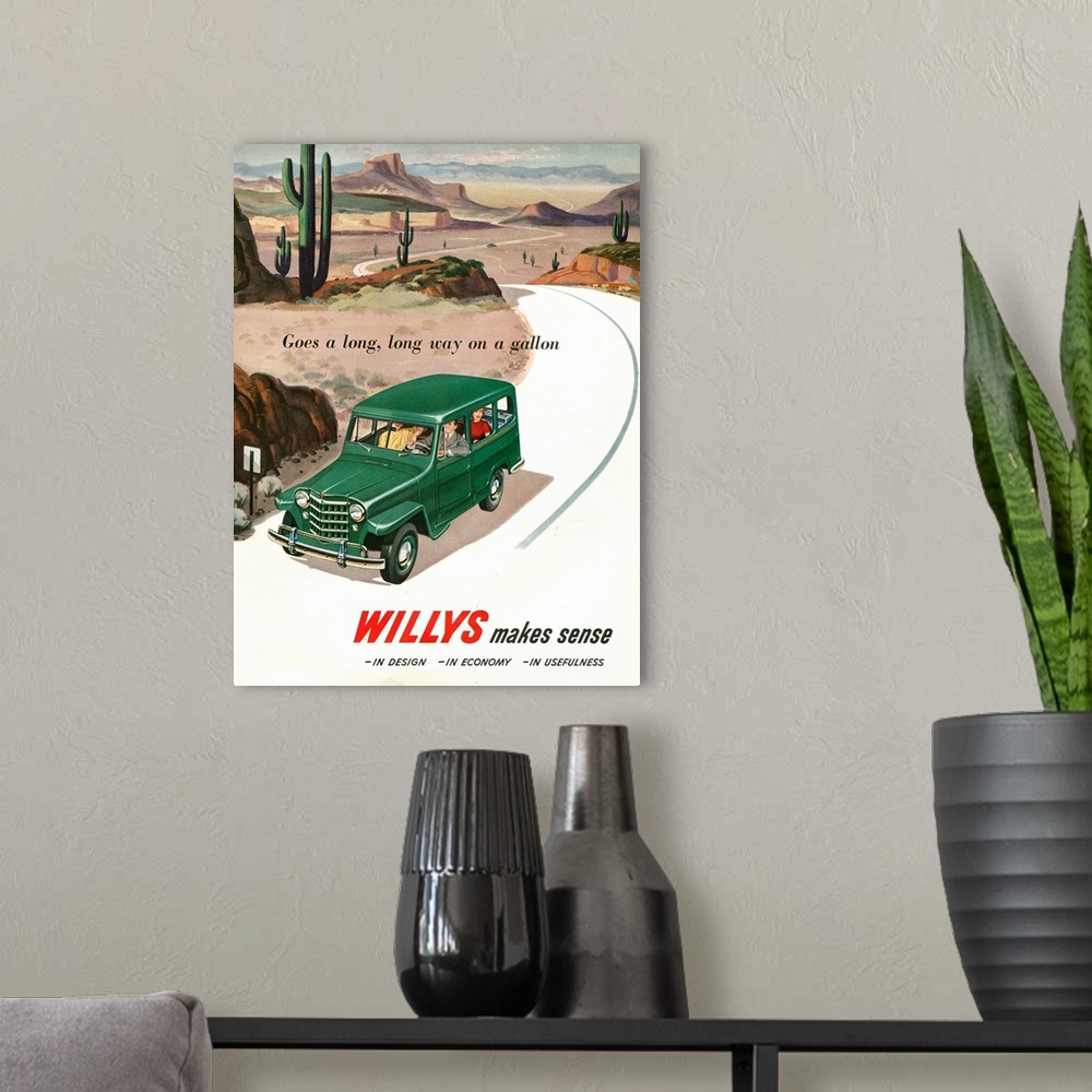 A modern room featuring 1950s USA Willys Magazine Advert