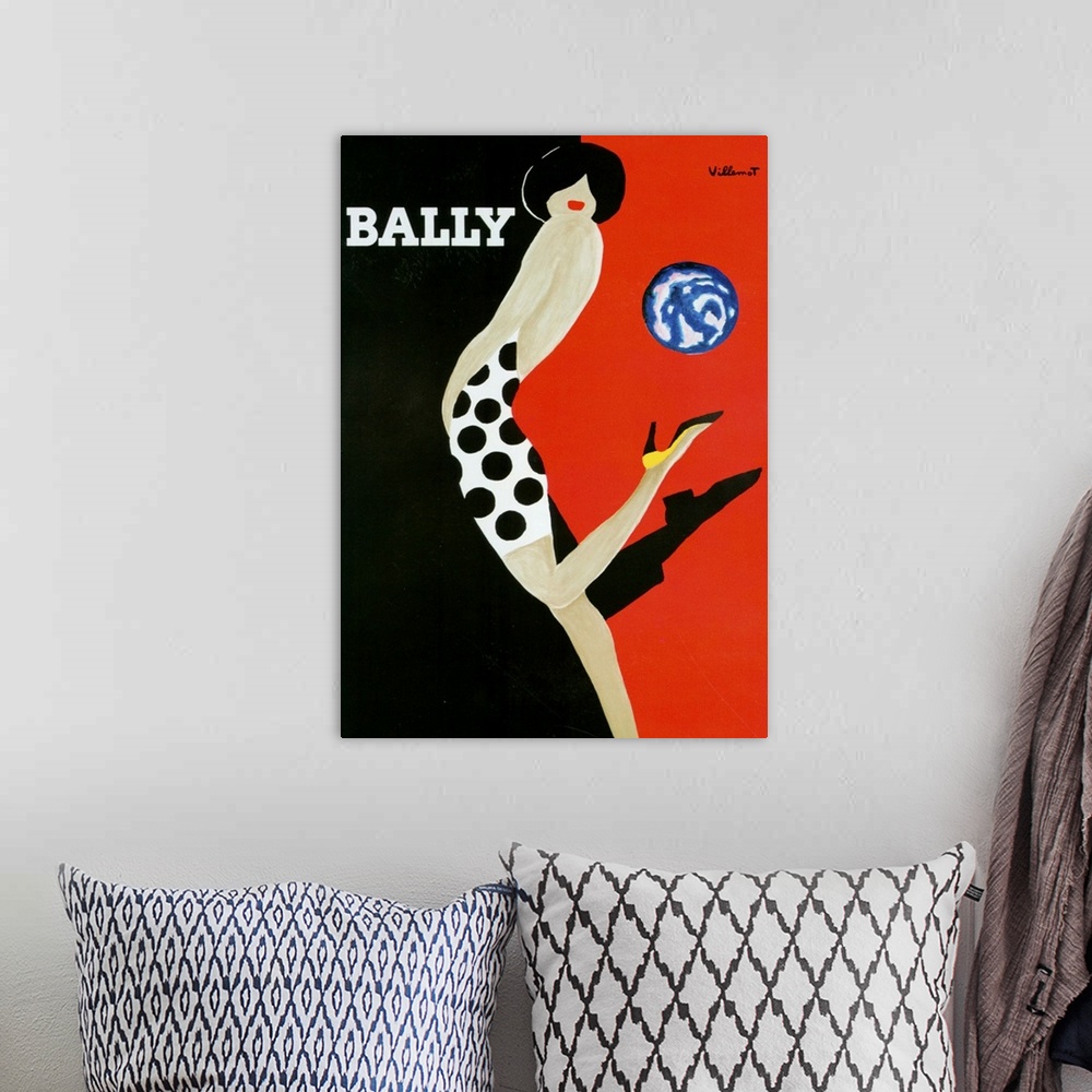 A bohemian room featuring 1980's France Bally Poster