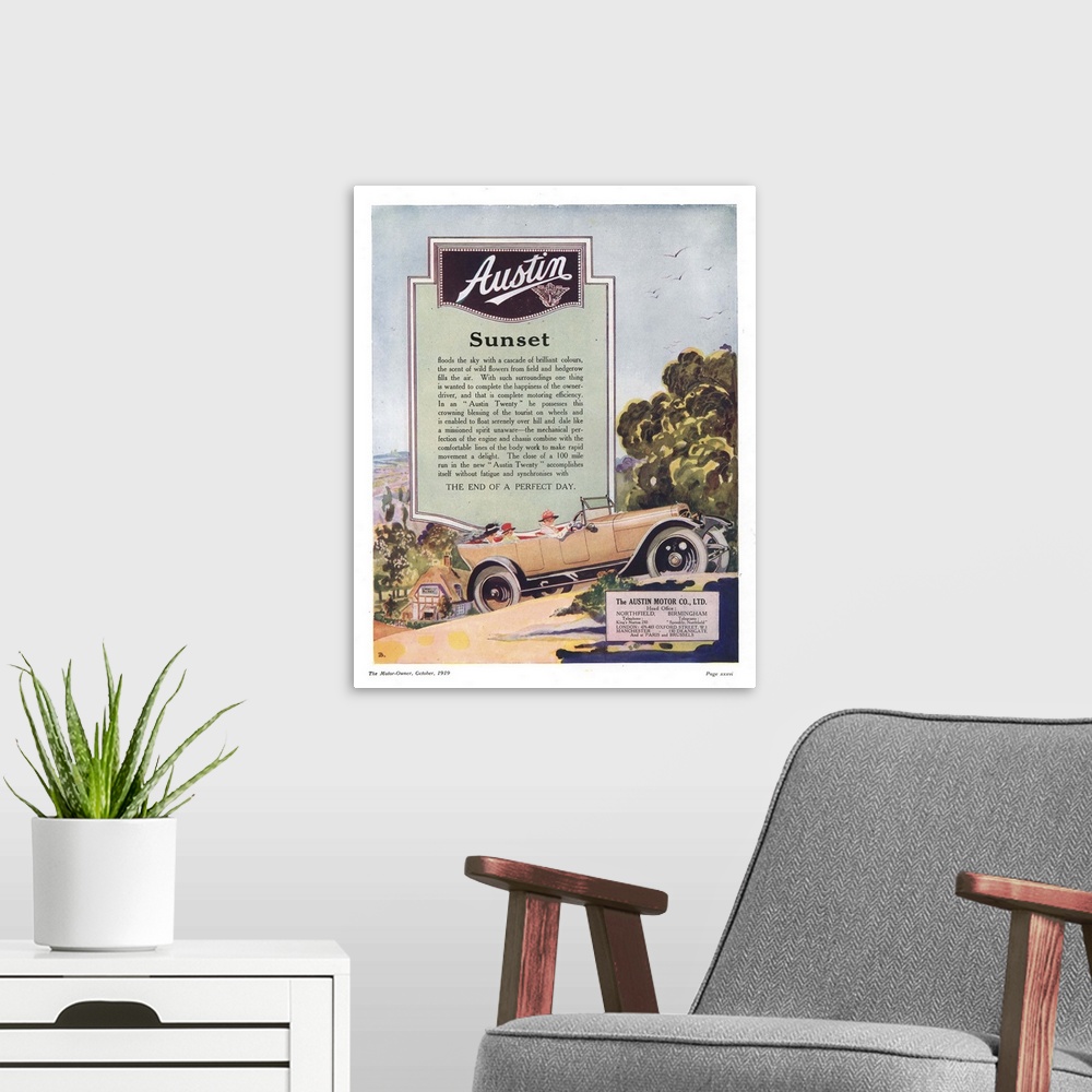 A modern room featuring Austin.1919.1910s.UK.cars...