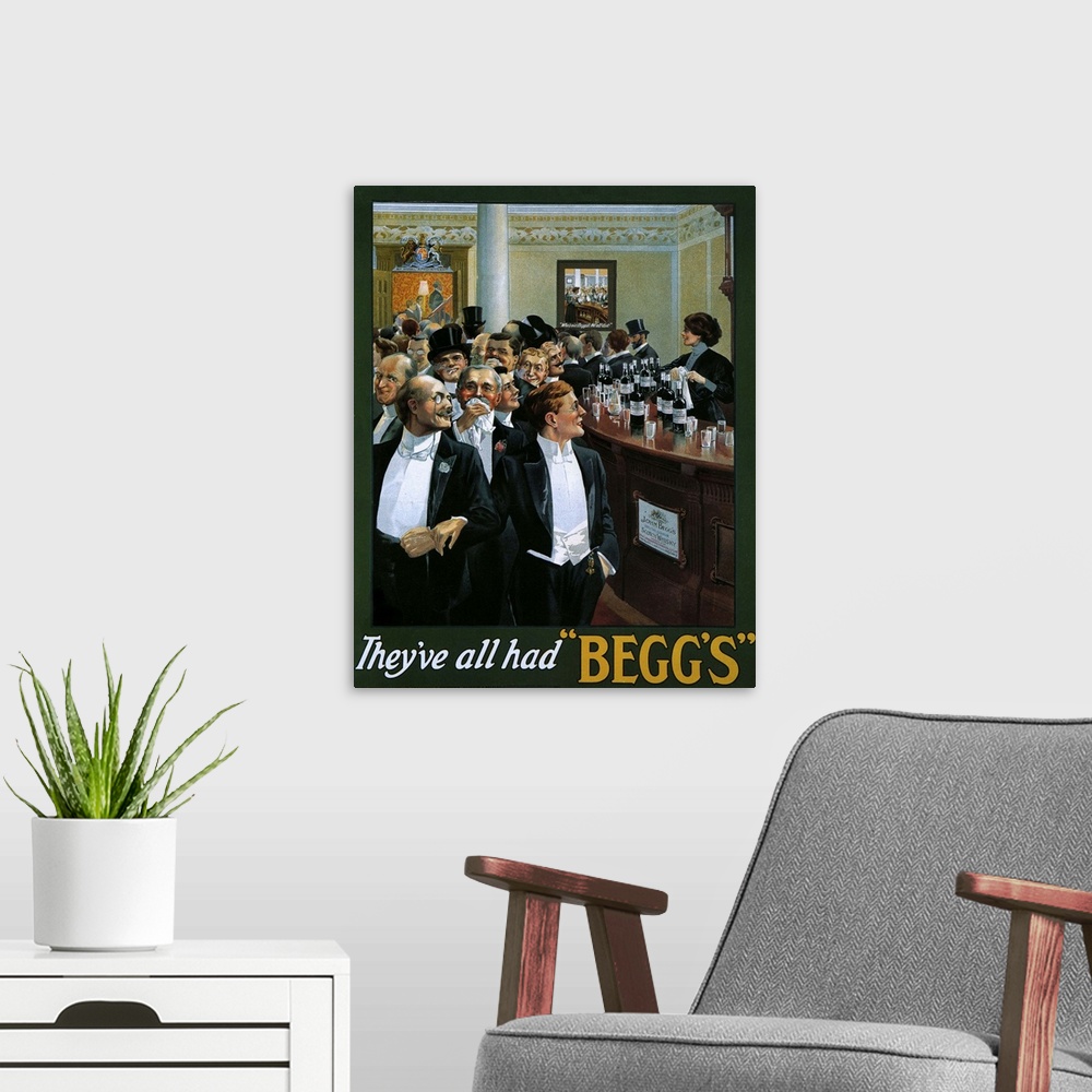 A modern room featuring 1910s UK Begg's Poster