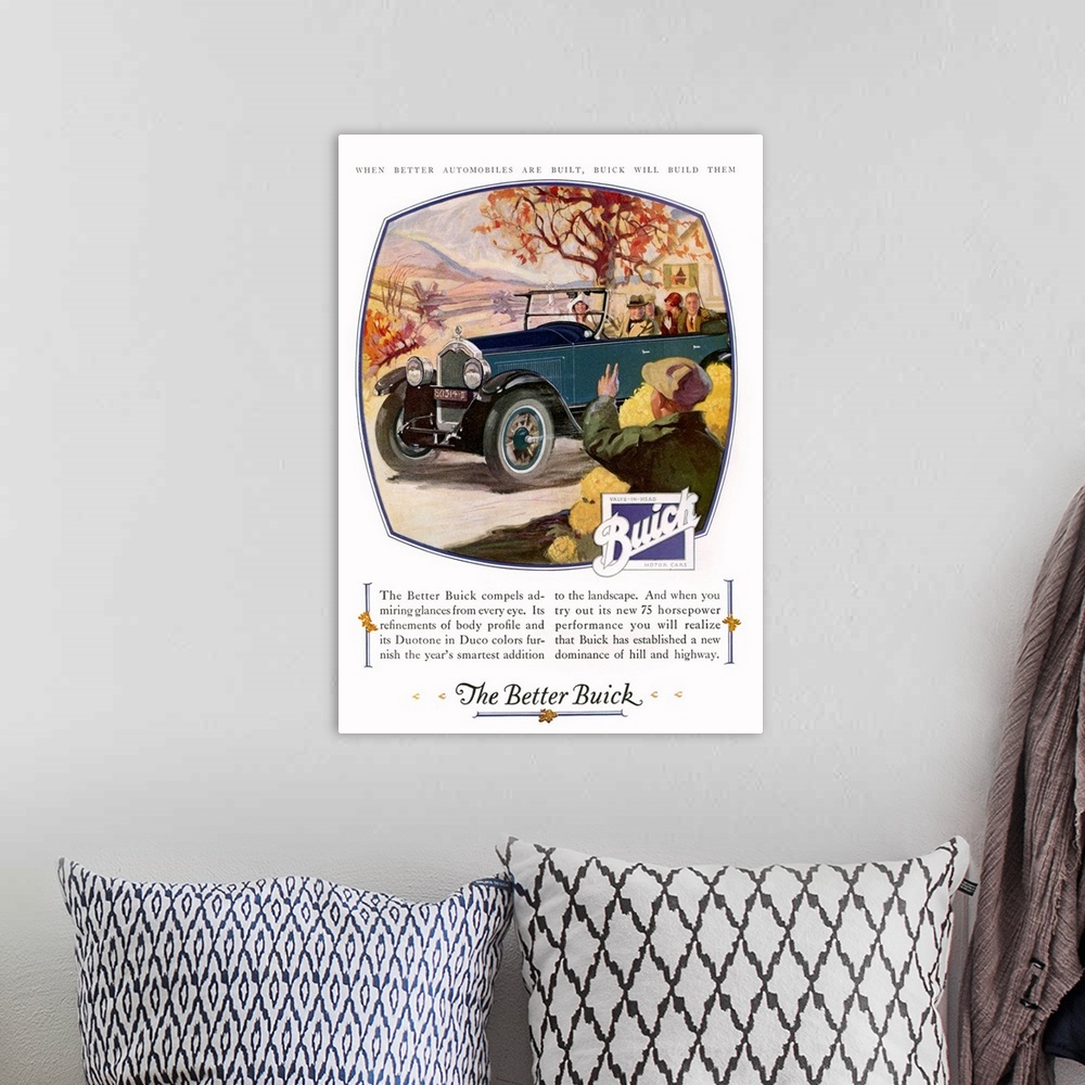 A bohemian room featuring Buick Automobile Advertisement