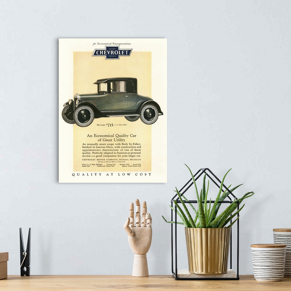 A bohemian room featuring Chevrolet Automobile Advertisement