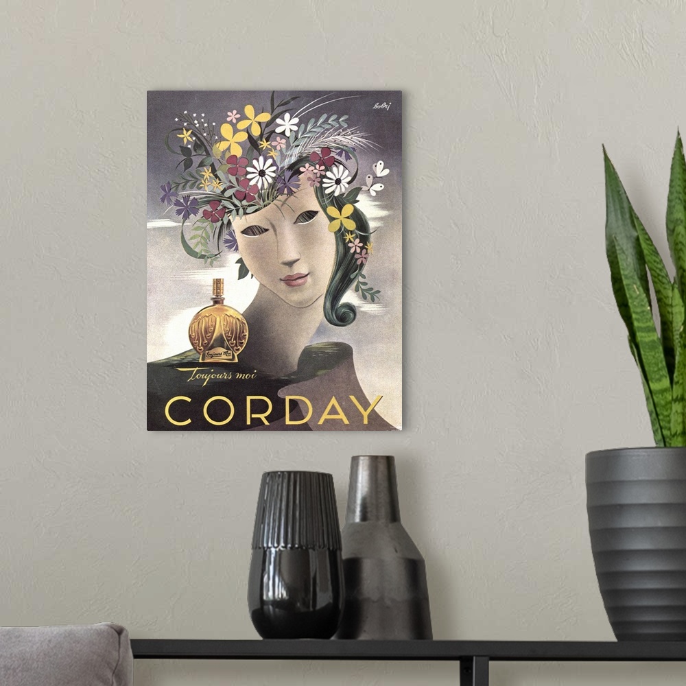 A modern room featuring Corday, Toujours Moi Perfume