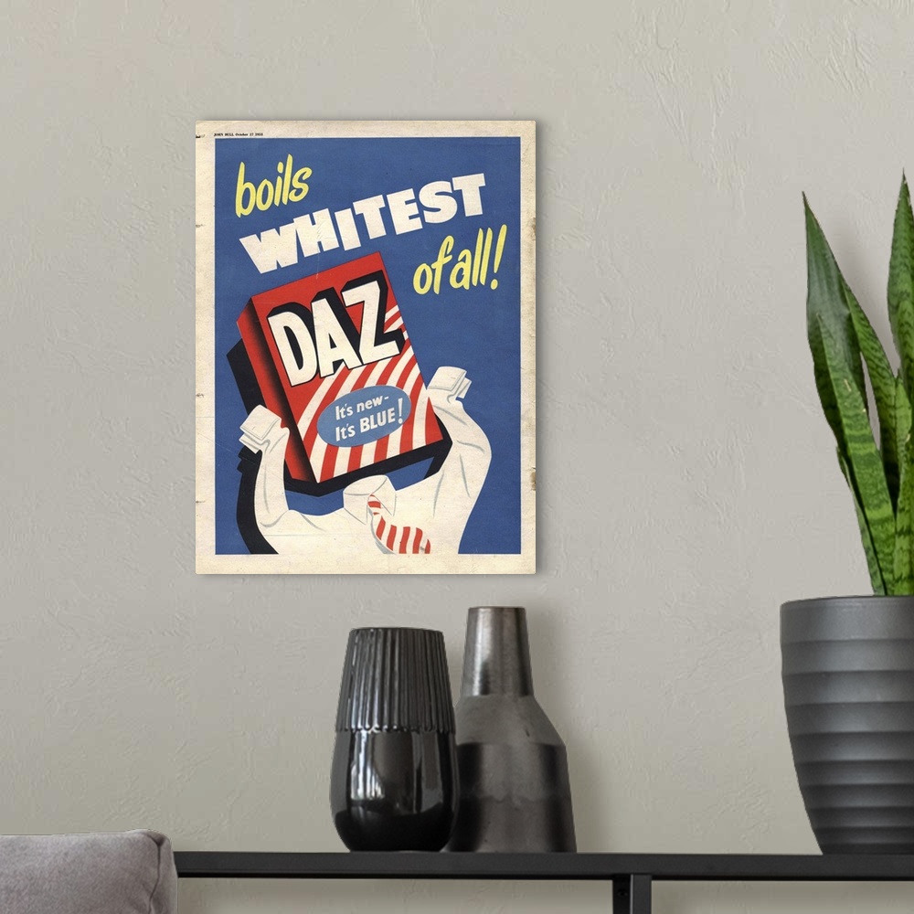A modern room featuring Daz.1950s.UK.washing powder products detergent...