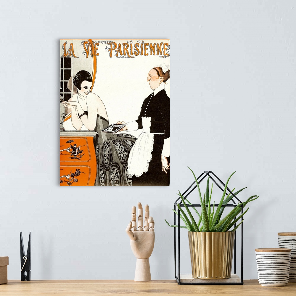 A bohemian room featuring France La Vie Parisienne Magazine Cover