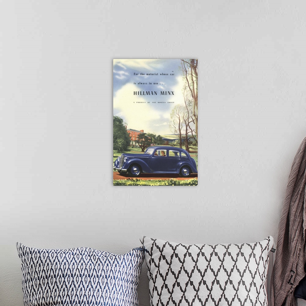 A bohemian room featuring Hillman Minx Automobile Advertisement