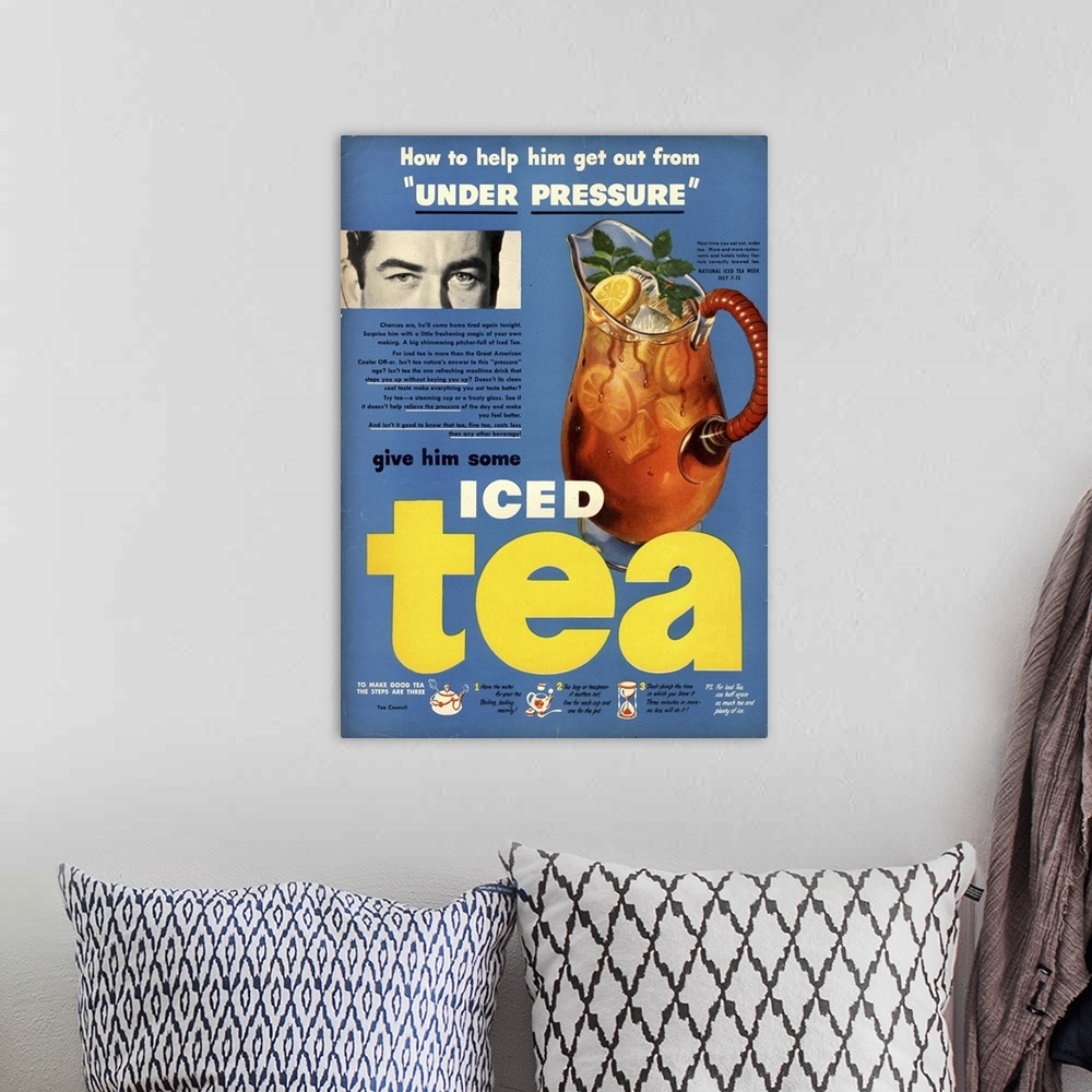 A bohemian room featuring Iced Tea Advertisement