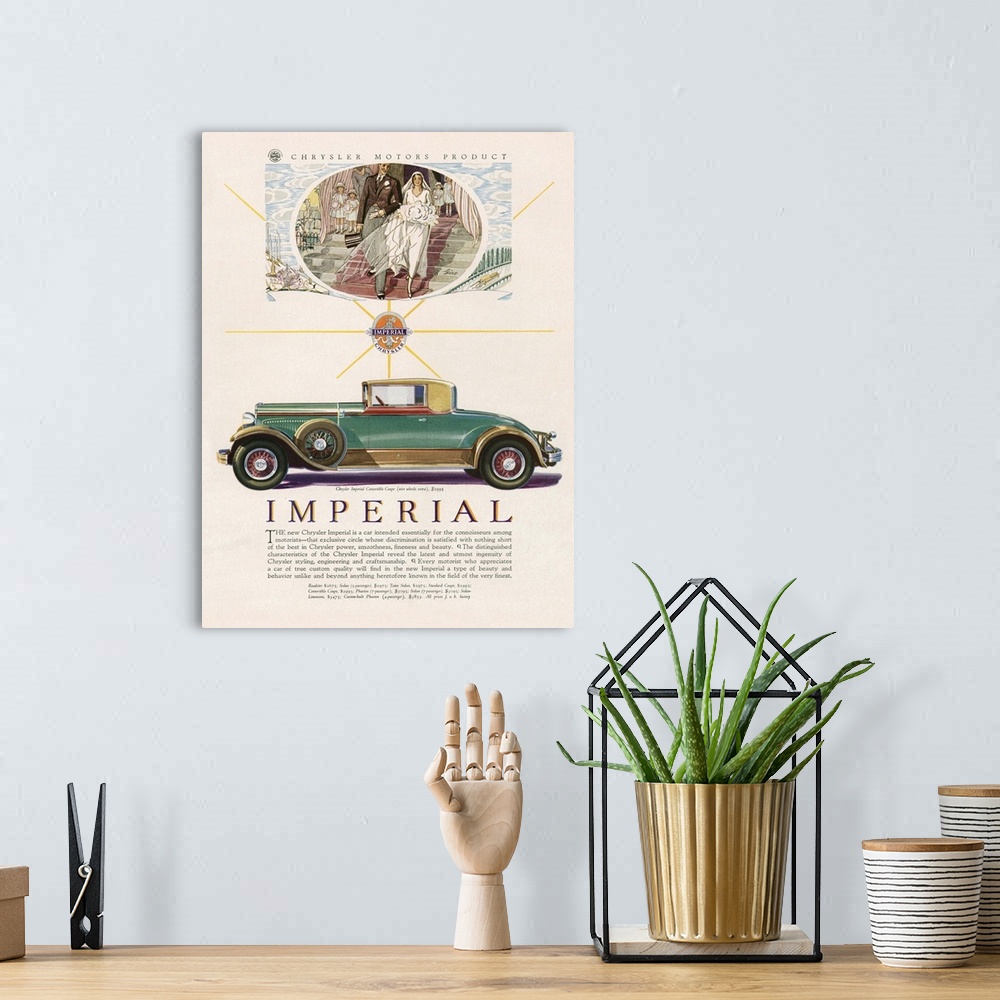 A bohemian room featuring Imperial Automobile Advertisement