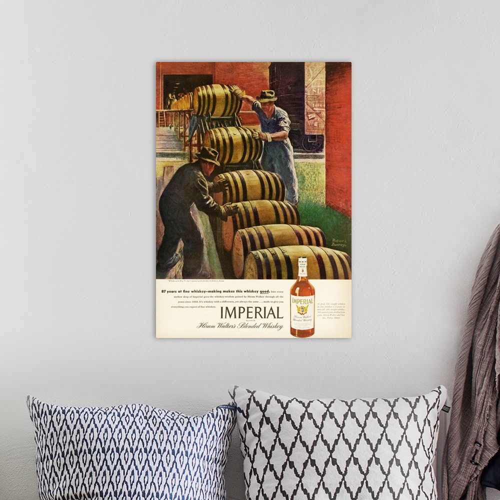 A bohemian room featuring 1940s USA Imperial  Magazine Advert