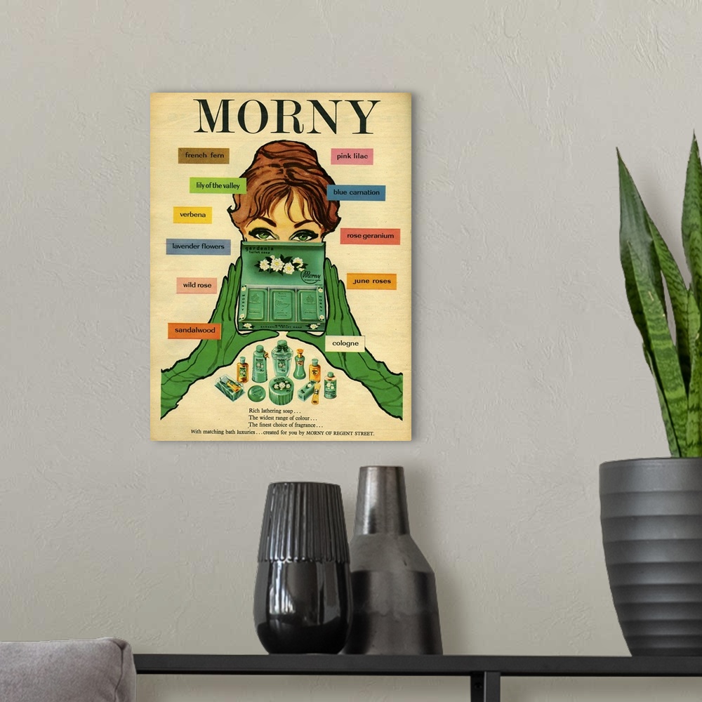 A modern room featuring 1960s UK Morny Magazine Advert