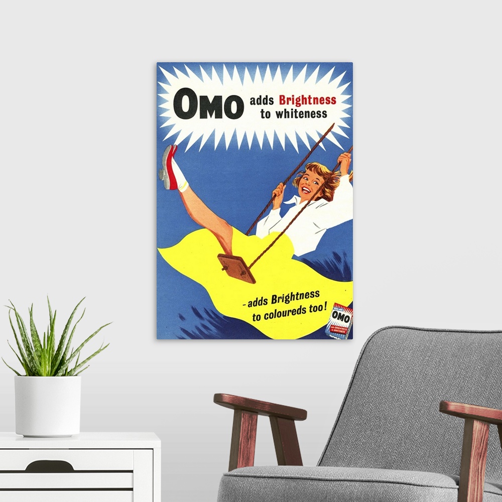 A modern room featuring Omo.1950s.UK.washing powder products detergent...