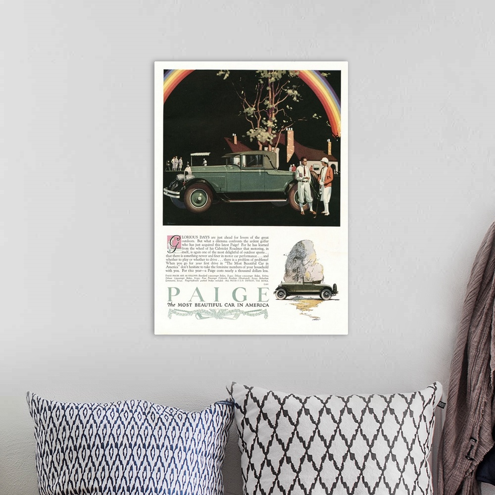 A bohemian room featuring Paige Automobile Advertisement