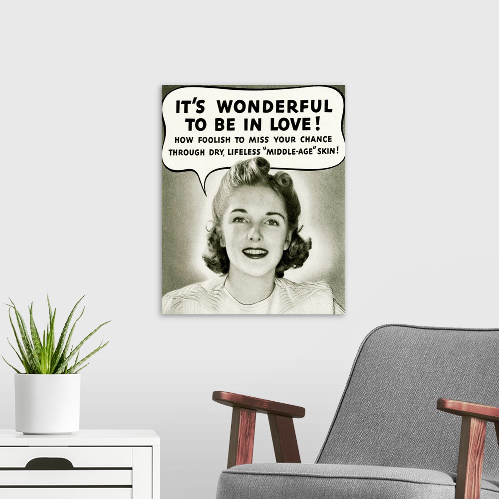 A modern room featuring 1940s UK Palmolive Magazine Advert (detail)