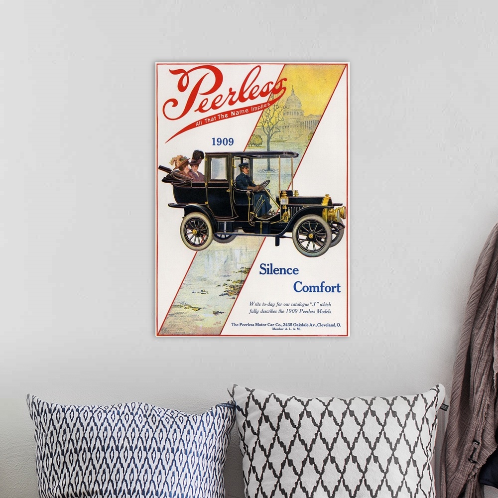 A bohemian room featuring 1900s USA Peerless Magazine Advert