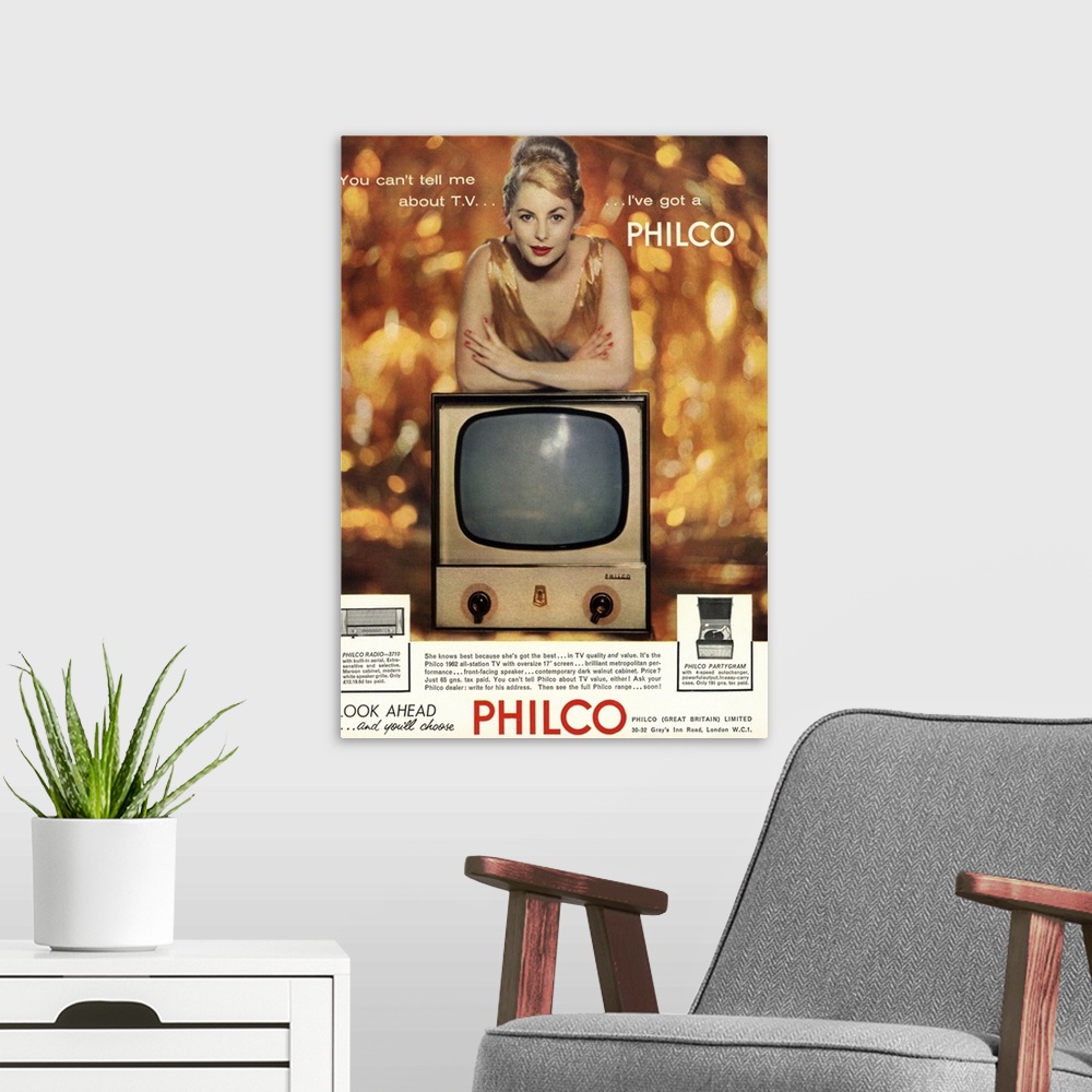 A modern room featuring Philco, Television