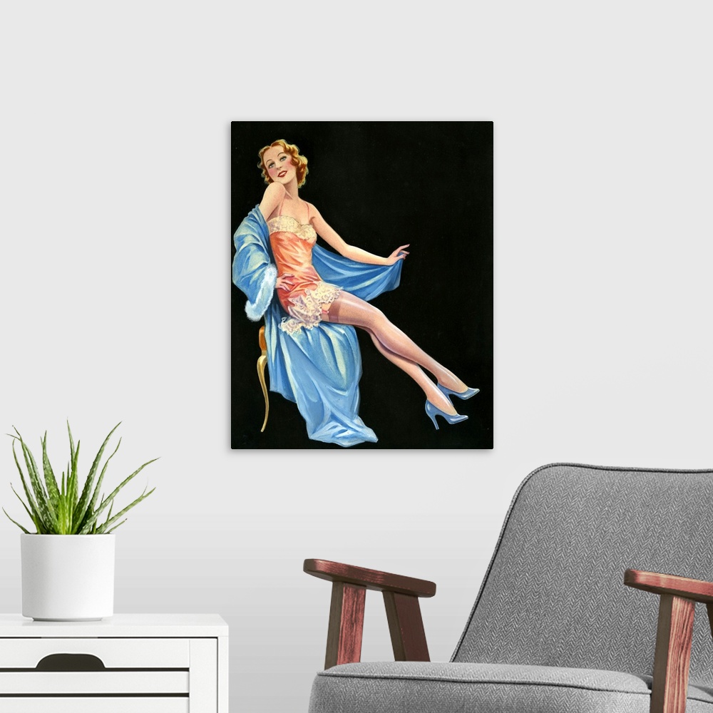 A modern room featuring 1940s UK Pin-Ups Poster