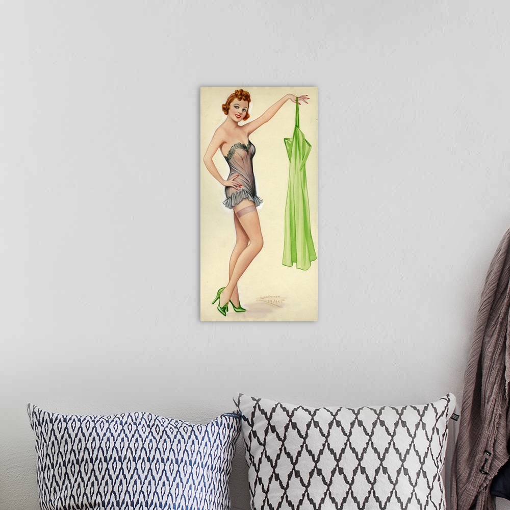 A bohemian room featuring 1940s UK Pin-Ups Poster