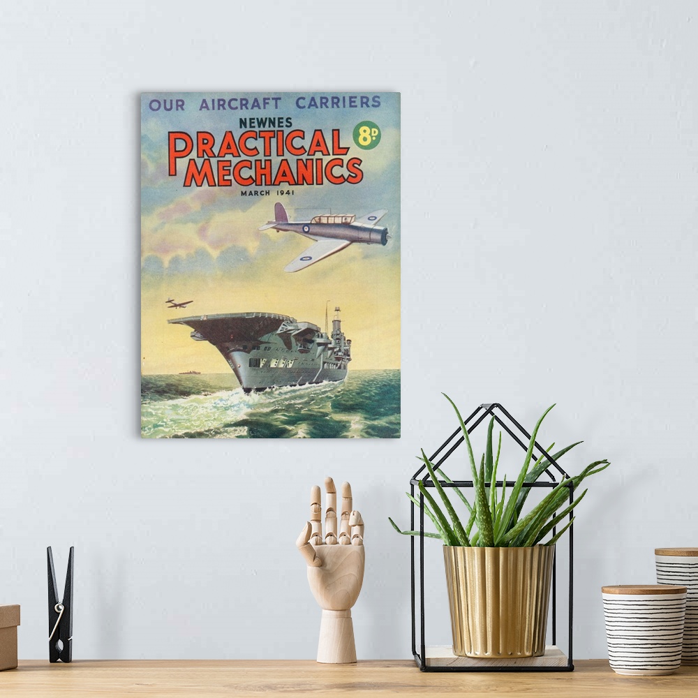 A bohemian room featuring 1940s UK Practical Mechanics Magazine Cover