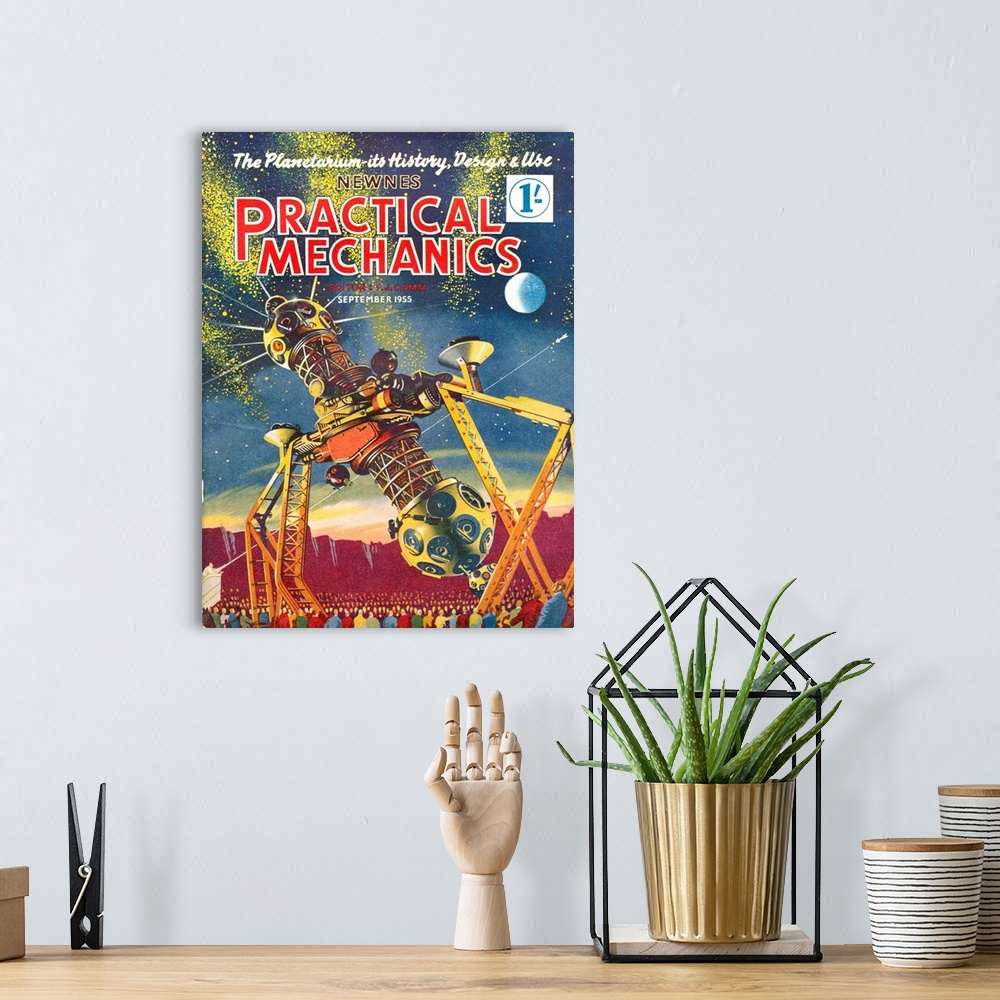 A bohemian room featuring 1950s UK Practical Mechanics Magazine Cover