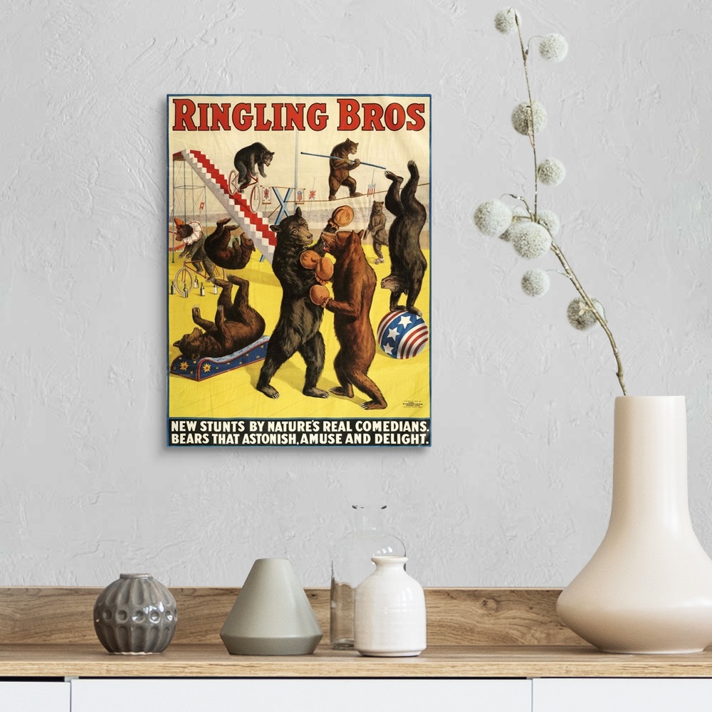 A farmhouse room featuring Ringling Brothers Circus Poster