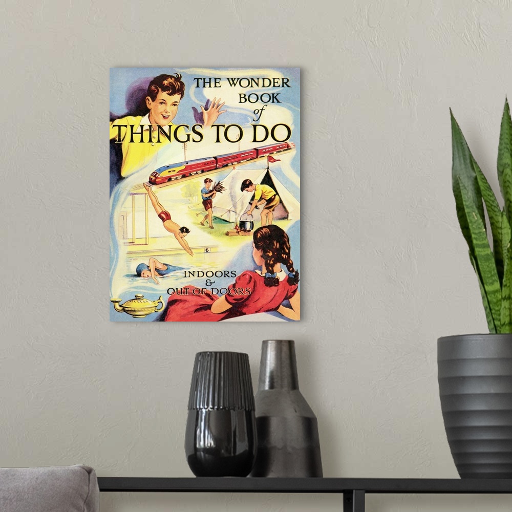 A modern room featuring 1950s UK The Wonder Book of Things to Do Book Cover