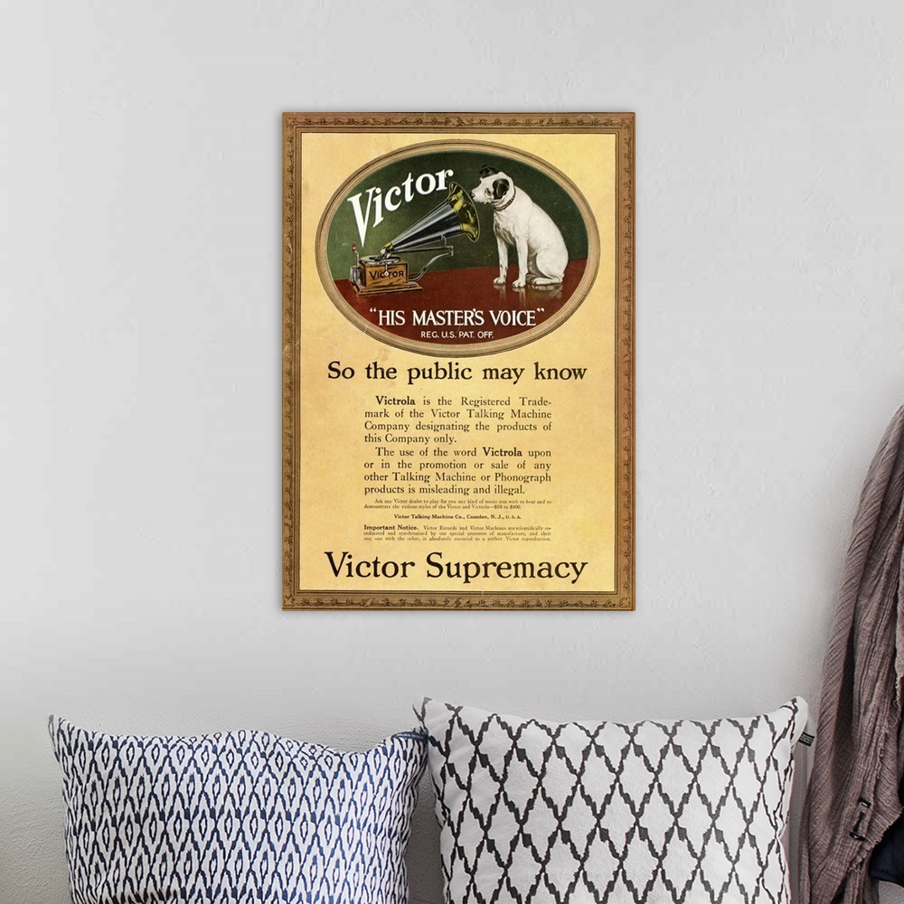 A bohemian room featuring Victor Victrola Advertisement