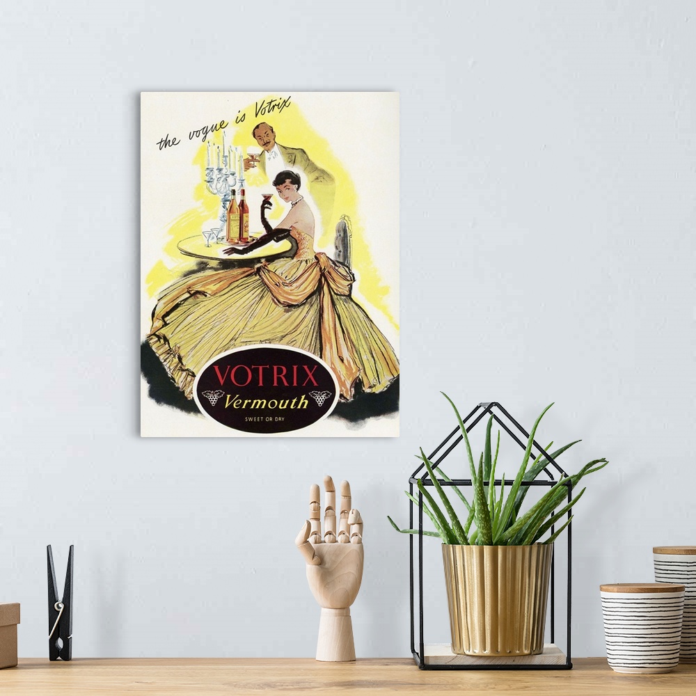 A bohemian room featuring Votrix Vermouth Advertisement