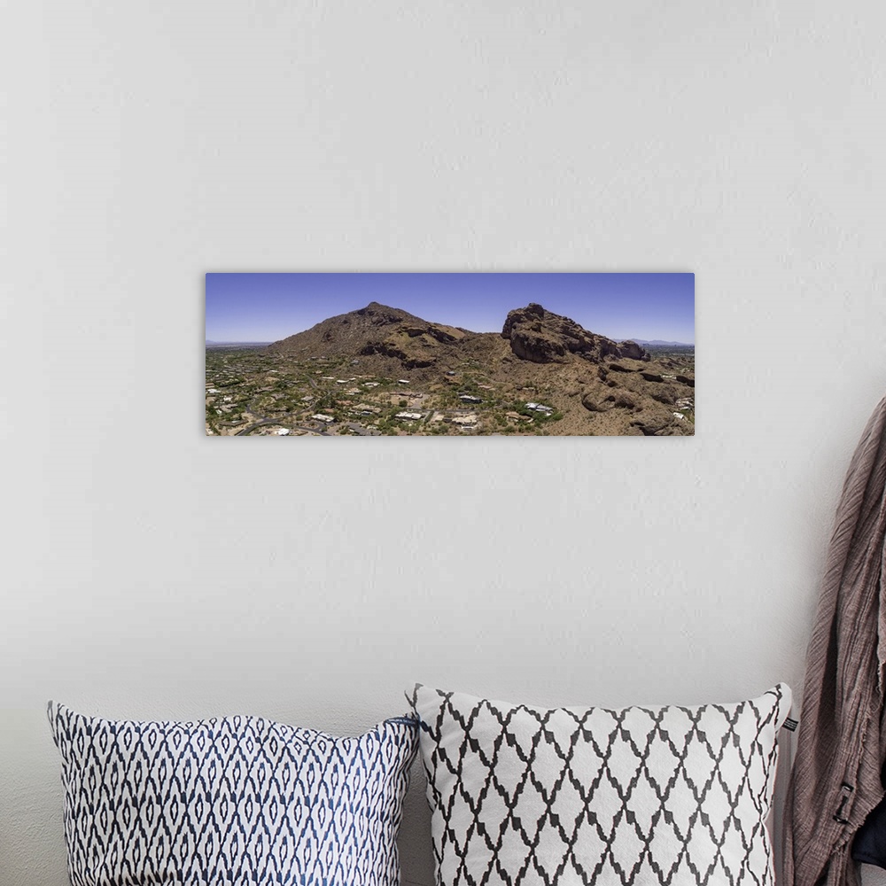 A bohemian room featuring Camelback aerial panoramic, Phoenix, Arizona, USA