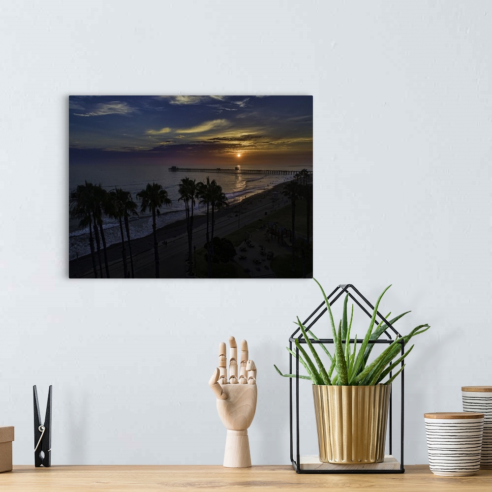 A bohemian room featuring Colorful aerial sunset at the Oceanside Pier