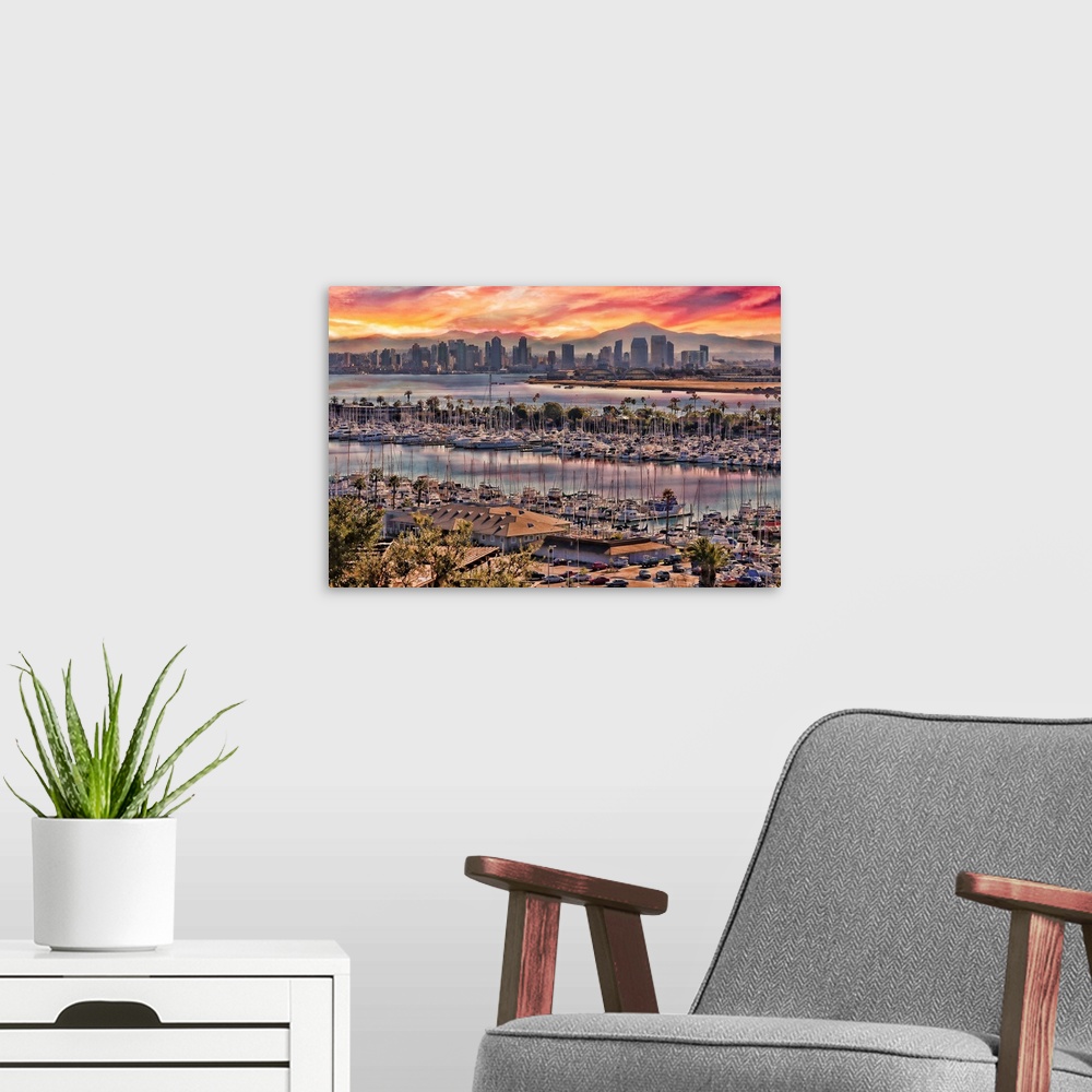 A modern room featuring Colors of San Diego from Point Loma